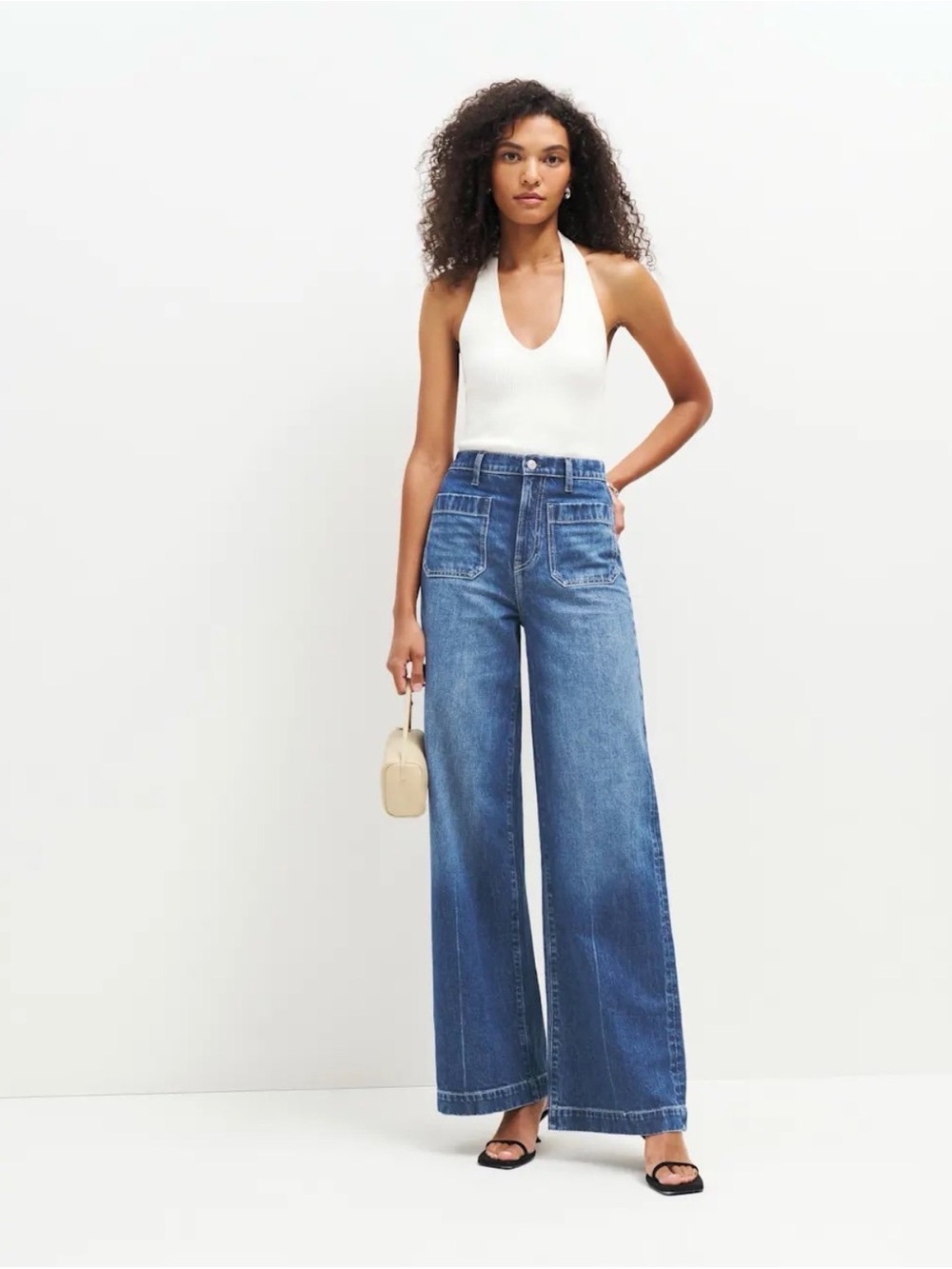 NWT Reformation Janae Ultra High Rise Wide Leg Denim Jeans